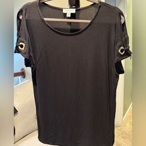 Carmen Marc Valvo Black Top with Grommet Accents size small